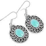 Pendientes de gota de calcedonia aguamarina bañados en plata Jeweloporium, pendientes de plata .925 para mujer, joyería hecha a mano con piedra ovalada.