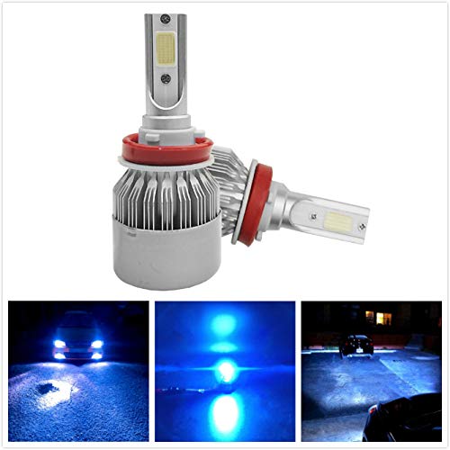 Torofibi H8 H9 H11 Ice Blue 6000K 7600Lumen COB Chips LED Headlight Bulbs Conversion Kit For High/Low Beam Daytime Running Lights (Pack of 2)