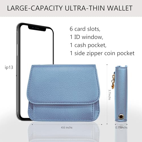 Image of Keychain Wallet for Women,RFID Wristlet Wallet with Beaded Strap | Tri-Fold Design,6 Card Slots,ID Window,Zipper Coin Pocket,Lightweight Carry