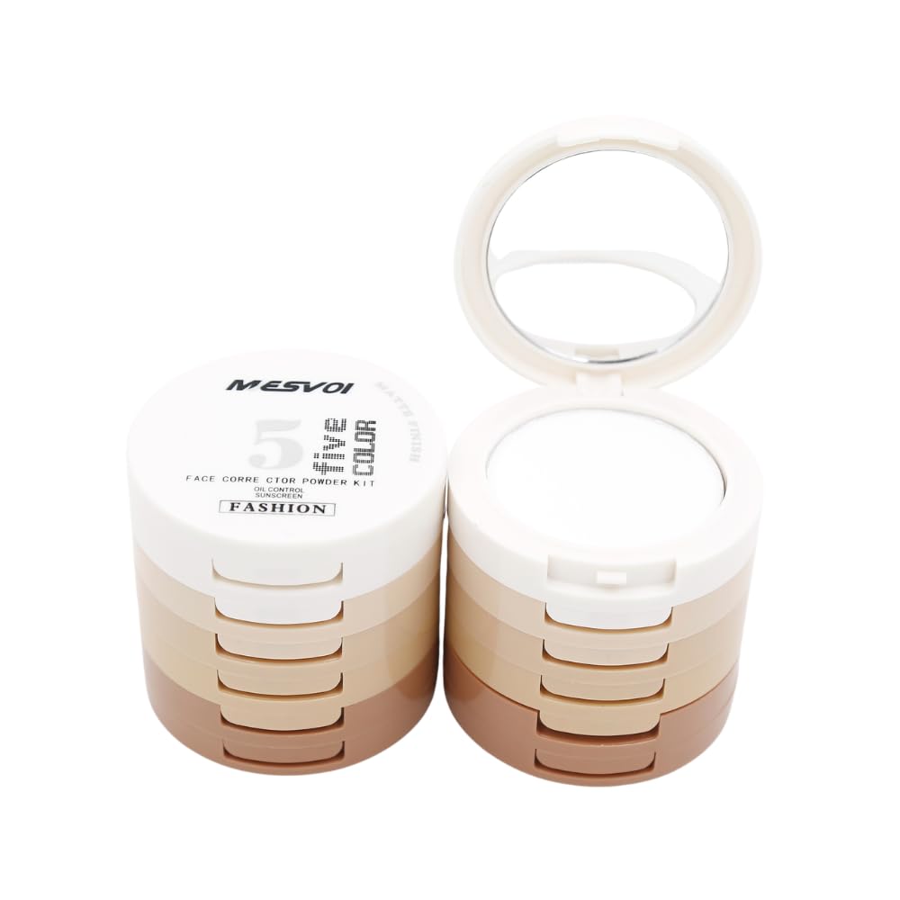 Mesvol Farbpuder-Set, 5 Stück, Concealer, Konturenverstärker mit weißem Puder, 40 g, mehrfarbig, 1,41 Unzen (1 Stück)