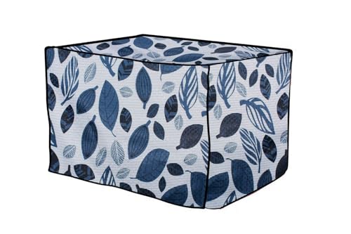 Image of PVC Microwave Oven Cover for Samsung 28L MC28H5033CK | Full Closure Zip | Waterproof & Dustproof | Attractive Digital Print | Wipe Clean | Blue Grey Leaf Design