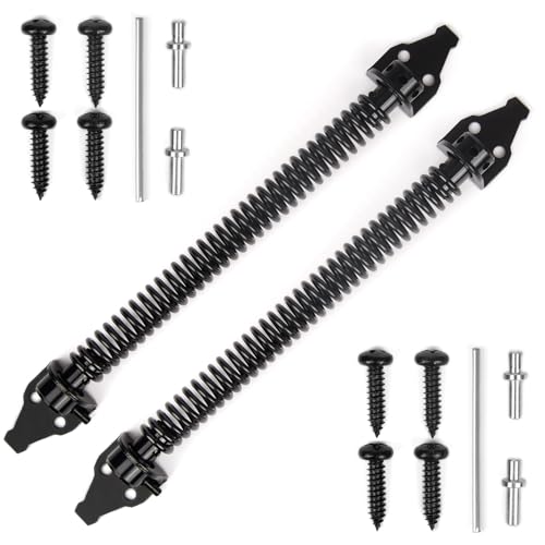 14 Inch Self Closing Metal Spring Gate Closer for Light to Heavy Duty Wooden Gates and Doors - Black (14GSC 2Pack)