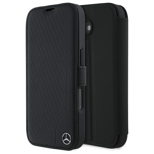 CG Mobile Mercedes MEBKP16S23RBGVK Coque pour iPhone 16 6,1" Noir Produit sous Licence Imitation Cuir Bois