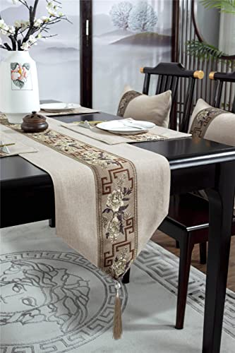 Caminho de mesa rústico com borlas boho caminho de mesa de linho de algodão decorações de mesa, cami