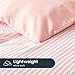 Wake In Cloud - Striped Comforter Set, Ticking Stripe Vertical Pinstripe Neutral Farmhouse Pattern Printed, Soft Lightweight Bedding, 3 Pieces, Pink White, Twin/Twin XL Size