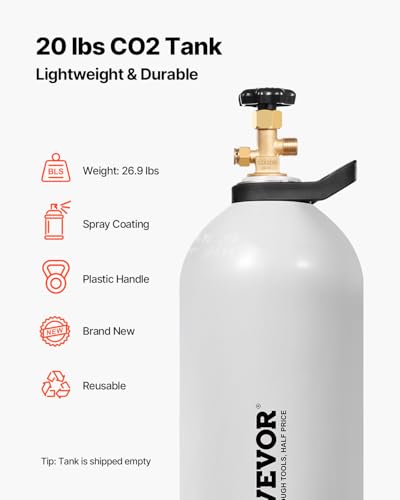 Image of VEVOR CO2 Tank, 20 lbs New Aluminum Alloy Cylinder, CO2 Air Tank with Light Spray Coating, CGA320 Valve, Handle, Built-in Purple Copper Siphon, DOT Approved Cylinder for Draft Beer Dispensing