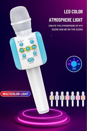 Image of Ankuka Wireless Karaoke Microphone with Speaker - Handheld Bluetooth Mic for Singing with Echo Effect, 5 Magic Voice Modes, Music Sync LED & 1800mAh Rechargeable Battery - for Adults & Kids