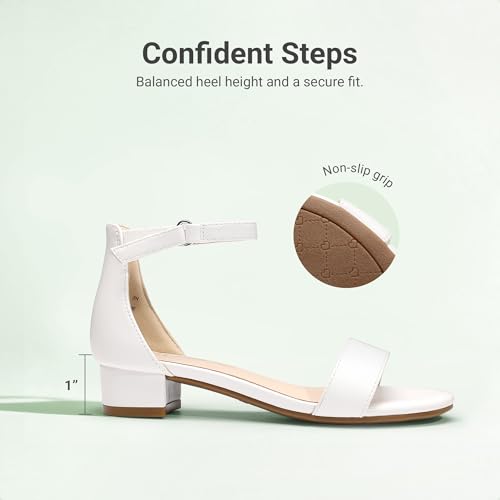 Image of DREAM PAIRS Girls Sandals Low Heel Dress Pump Ankle Strap Flower Wedding Party Shoes for Little Kid /Big Kid