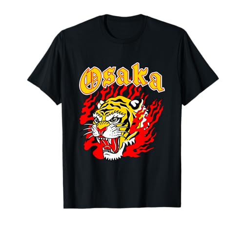 Un Tigre en Flammes Art Japonais Osaka Japon rétro athlétique T-Shirt