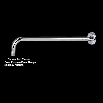 ANMEX Heavy Round SS Shower Arm with Wall Flange, Chrome Finish (18inch)