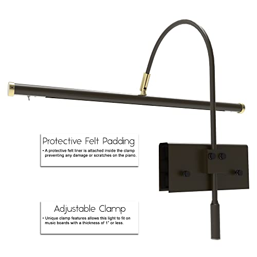 Cocoweb 19" Dimmable Adjustable Energy-Efficient Led Grand Piano Clip-On Lamp With Rotational Light Shade - Mahogany Bronze With Brass Accents - Gpled19Mbd #TOP2