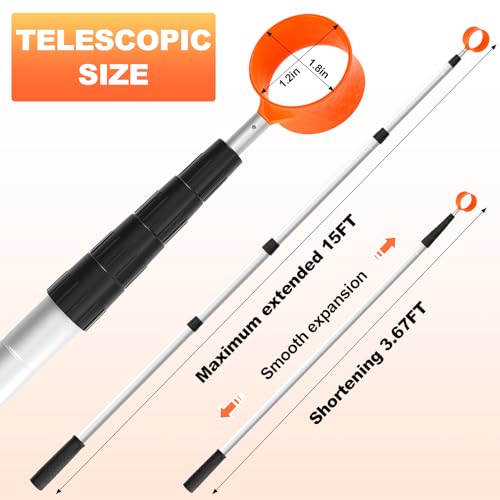 Golf Ball Retriever, 15Ft Golf Ball Retriever Telescopic for Water, Two-Sided Golf Ball Grabber, Stainless Steel Ball Retriever Tool, Golf Ball Accessories Gifts for Men Women - Image 4