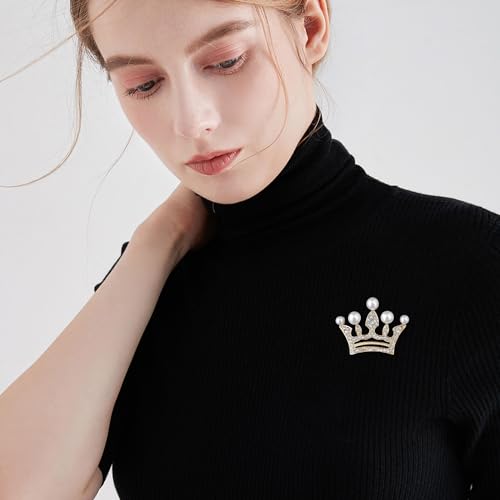 Image of GBAHFY Crystal Rhinestone Princess Queen Crown Brooch Pin for Women - Tiara for Wedding Party Banquet Birthday