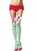 Leg Avenue Women's Striped Thigh-Highs with Strawberry, Green/White, One Size