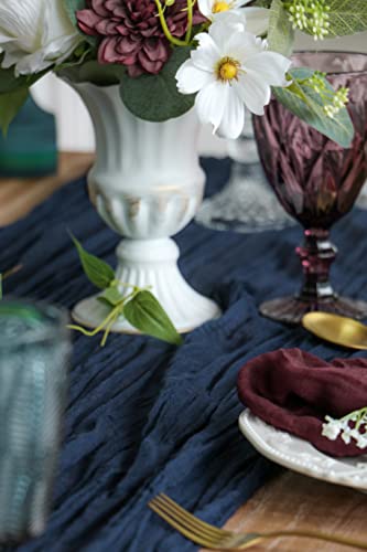 Uwilowe 13Ft Navy Blue Table Runner, Boho Gauze Cheese Cloth Table Runner Rustic Sheer Runner 160Inch Long For Wedding Bridal Baby Shower Birthday Party Cake Table Decorations #TOP7
