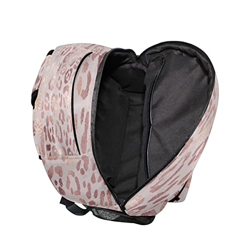 Leopard Print Cheetah Rose Gold Backpack For Girls School Bags Bookbags Travel Daypack Bag One Size #TOP5
