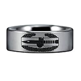 Friends of Irony Tungsten Carbide Combat Action Badge Ring, Wedding Band and Anniversary Ring Inspired by Strength and Bravery, Fine Jewelry Designed Fit for Men and Women Use