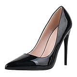  SCARPE VITA Damen Pumps High Heels Elegante Lack Schuhe Stiletto Absatzschuhe Spitze Partyschuhe 186256 Schwarz 39