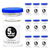 Vitorinca 5ml Sterile Glass Vials, 10 Packs-5ml Sterile Empty Vial with Self-Healing Injection Port and Flip Top Cap, Sterile Package, for use in sterile preparations and Laboratory Study