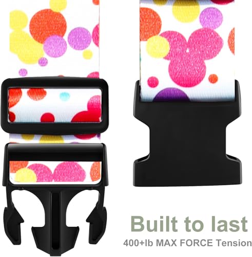 Image of Luggage Straps for Suitcases TSA Approved Easy Pack Organized Suitcase Strap, Luggage Strap, Luggage Belt Strap, Bag Straps for Luggage. Buckle Straps Travel Accessories (Colorful Dot)