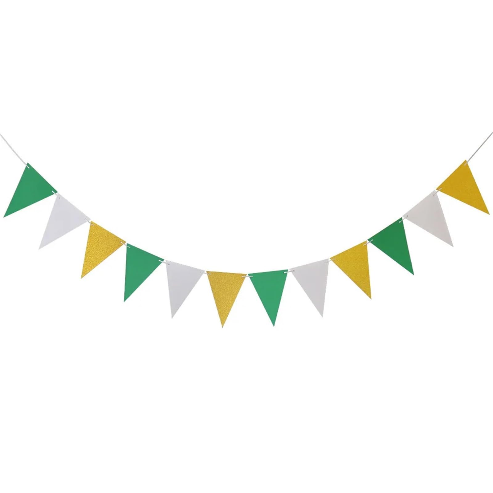 Jesienne kolorowe flagi Zestaw 5 wielokolorowych trójkątnych banerów papierowych do dekoracji imprezowych(1green Gold White)