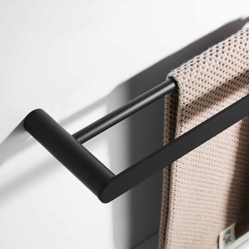 Porte-serviettes double acier inoxydable de 50cm noir support mural - 5