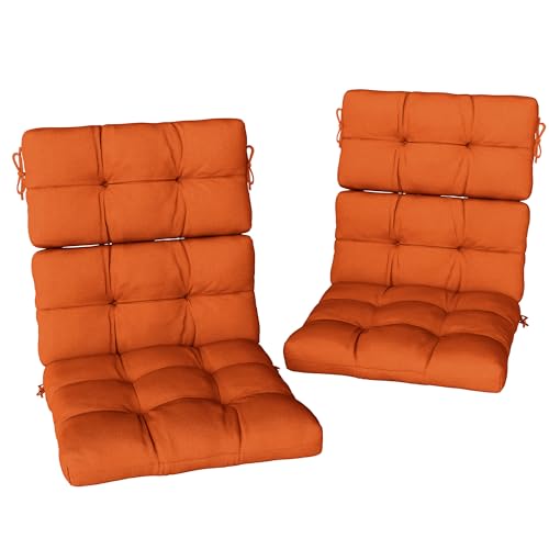 Image of Outsunny 2pc Outdoor Seat Cushions with Backrest, Ties, Water Repellent Seat Pads for Chair, Garden Patio, Orange