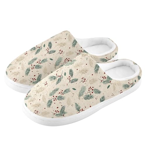Fuzzy Memory Foam Slippers for Women/Men Leaves Fruit Pattern Fluffy Winter House Shoes Indoor and Outdoor4