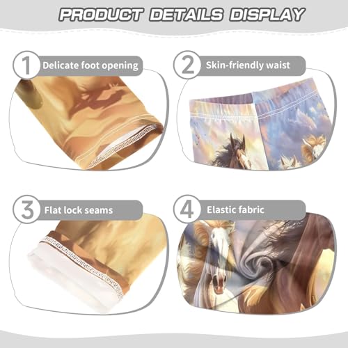 Bolaz Toddler Girls Leggings Printed Yoga Pants Leggings Four Horse for Kids3