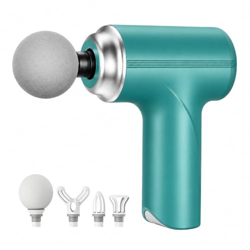 Image of Bouncefit MG-203 Portable Handheld Electric Massage Gun | Body Massager for Pain Relief | Massage Gun for Back, Leg & Full Body | 4 Speed Modes | Long Battery Life | 4 Specialized Heads For Full Body Pain Relief | Multicolour (A2-203)