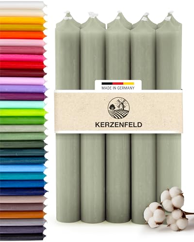 Stabkerzen Salbeigrün, 10 Stück, 180mm x 22mm, Durchgefärbte...