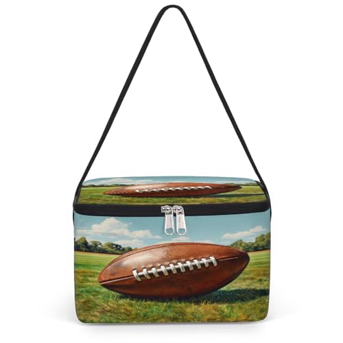 GzLeyigou Rugby Ball Lunch Bags for Women Men 9 Cans, Hot & Cold Food Delivery Bag Insulated Grocery Bag Insulated Lunch Box Cooler Bag for Office Work Picnic Beach
