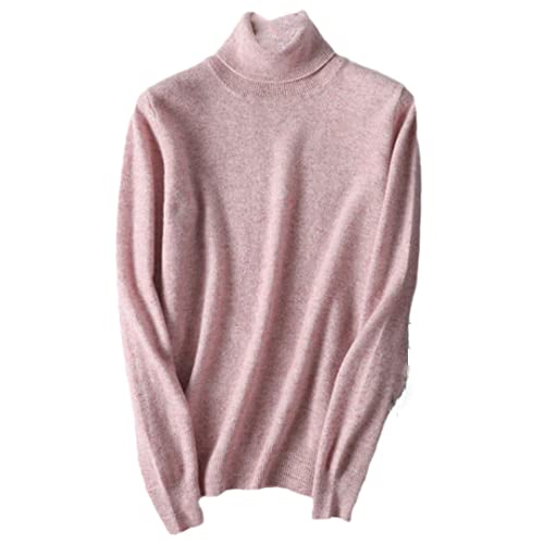 Suéter de cachemira con cuello alto estilo coreano de punto, Rosa 02, 3XL