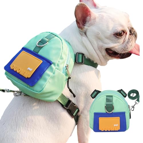 Mochila para perros para llevar, mochila de sillín para perros - Arnés para mascotas con bolsa de golosinas, Arnés de mochila de sillín para perros cómodo de gran capacidad po