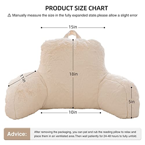 Aimuan Reading Pillow Bed Rest Wedge Adult Backrest Pillow with Arms Sitting in Bed Cushion Incline Rest Sleeping Pillow for Watching TV/Gaming/Relaxing, Ivory