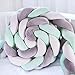 MOOING Trenza Protector de Cuna, Trenzado Cuna Bebe Parachoques 78.7 Pulgadas /200cm Parachoques,Protector Cuna para Proteger Bebe y Decorar la Cuna（Gris + blanco + verde）