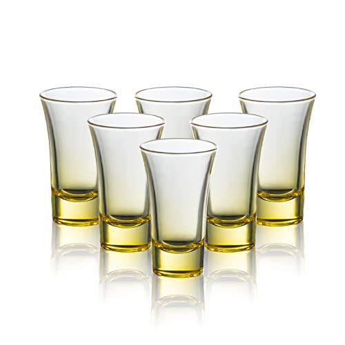 M&N HOME Ombre Yellow Shot Glass Set, 2 Oz Set of 6 Colored Shot Glasses, Tequila Shot Glasses, New Years Eve Party Décor Holiday Party Supplies, Margarita Cups, Cocktail Cups (Gradient Yellow)