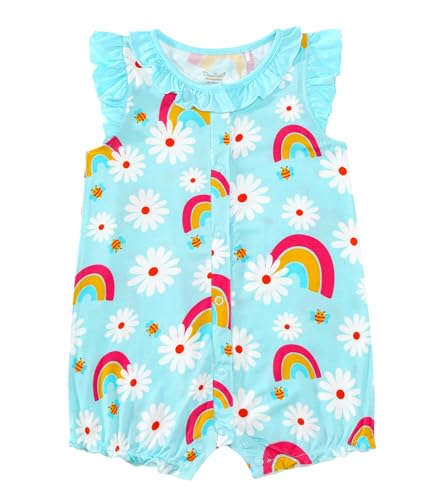 Image of DREAMHALO Baby Girl's Romper-Viscose Made from Bamboo, Ruffle Sleeve Jumpsuit Infant Rompers Summer Outfits Soft Clothes
