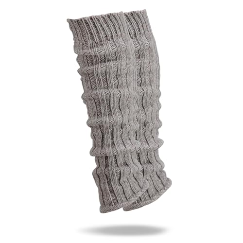 FEINSCHÖN Stulpen mit Alpaka-Wolle kuschelige Beinwärmer/Legwarmers Rippstrick Grobstrick Wollstulpen weich warm & atmungsaktiv (Taupe/Beige One size)