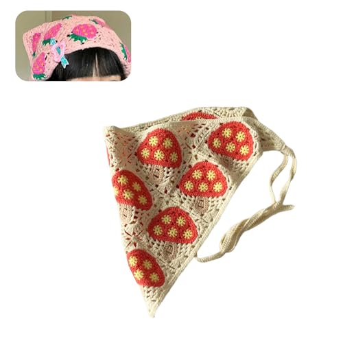 Knits Mushroom Triangles Hair Scarf Crochet Hair Kerchief Tie Back Mushroom Pattern Elegant Turban For Girl Photo Tool Knitte2