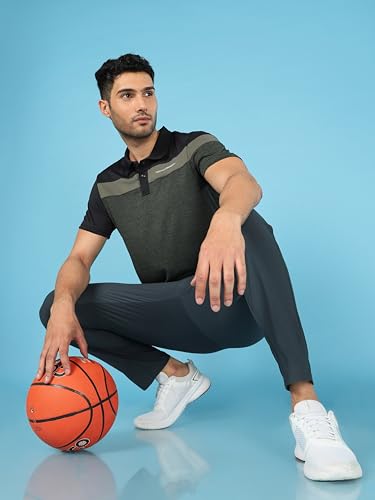 Image of TECHNOSPORT Men's Polo Neck Colorblock Half Sleeve T-Shirt - (MTP741 PRNT)