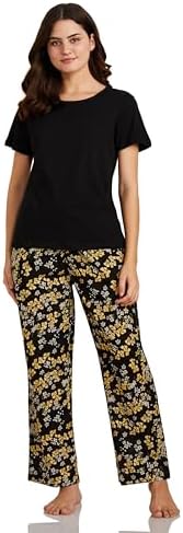 Amazon Brand - Myx womens Sleepwear Pajama Set AUR-SLP-06, Black, M