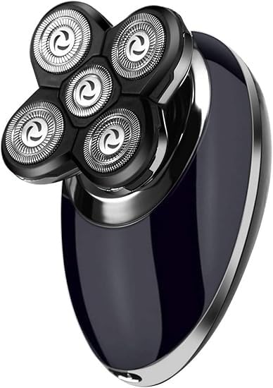Herren 4-in-1 Elektrorasierer & Fellpflegeset - Fünfköpfiger Bart, Haarrasierer für einen perfekten Glatzen-Look, kabellos und wiederaufladbar