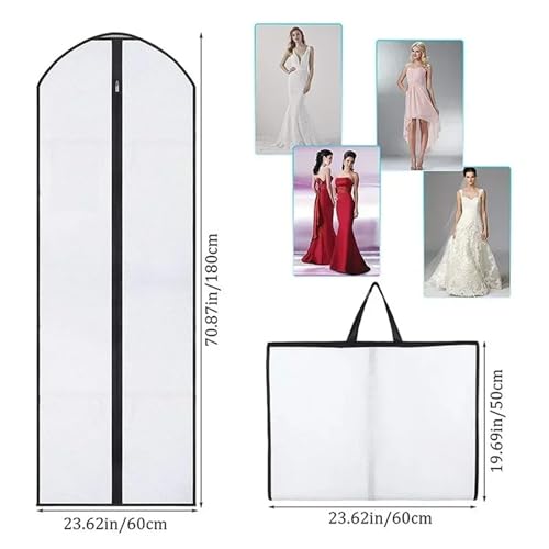 Hanging Garment Bag 60x180cm Clothes Dust Cover Garment Suit Dress Jacket Clothes Coat Dustproof Cover Protector Travel Bag Suit Wedding Dress Cover 2Pcs(Black)4