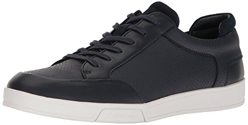 Calvin Klein Men's Balin Emossed Lea Calf Smooth Fashion Sneaker, Dark Navy, 8.5 M US
