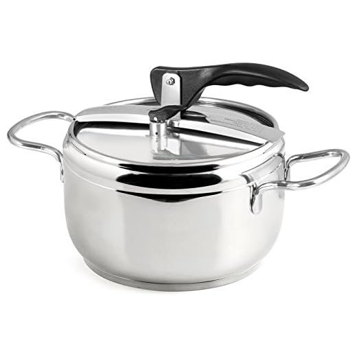 INOXPRAN - Pentola a Pressione, Acciaio Inox, Capienza 3,5 L, Triplo Fonto Adatto a Tutti i Piani di Cottura compreso l'Induzione, Cucina Rapida e Risparmio d'Energia, Lavabile in Lavastoviglie