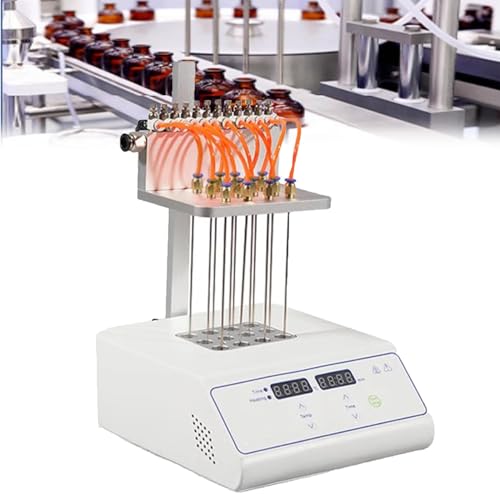 Concentrador de muestra de nitrógeno, evaporador de laboratorio de altura ajustable con conector rápido de cobre, ajustes de tiempo y temperatura ajustables para uso en laboratorio