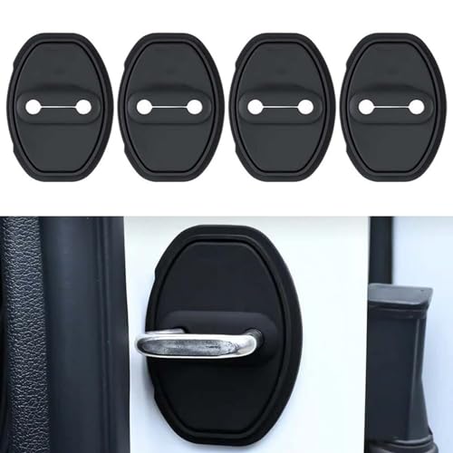 4 Stück Schutz für Türverriegelung, Auto Türschloss Abdeckung Türschlossabdeckung Schutzkappe, Silikon Türschloss Schutzabdeckung, Auto Türschloss Abdeckung Protector für Auto Dekor (Schwarz)