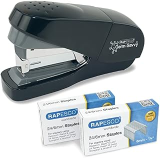 Rapesco 1469 Luna Less Effort Half Strip Front Loading Stapler - Powder Blue