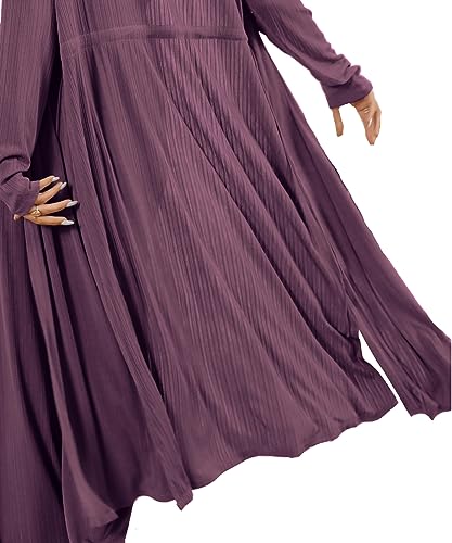 Image of 3 Piece Lounge Sets for Women Airport Travel Outfit | Long Cardigan,Tank Top ,Wide Leg Pants with Pockets,Comfy Loungewear,Casual Chic, Airplane Clothing,Vacation Matching Set